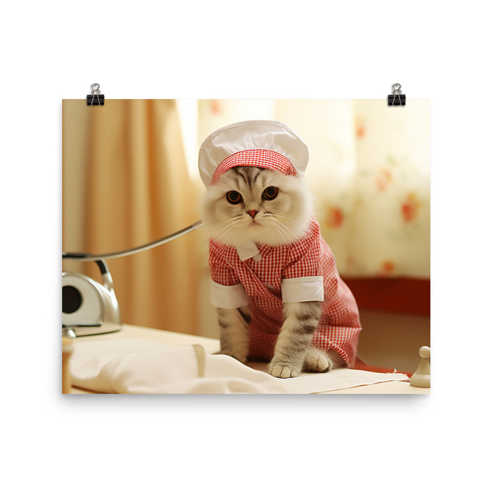 Scottish Fold Nurse Photo paper poster - PosterfyAI.com