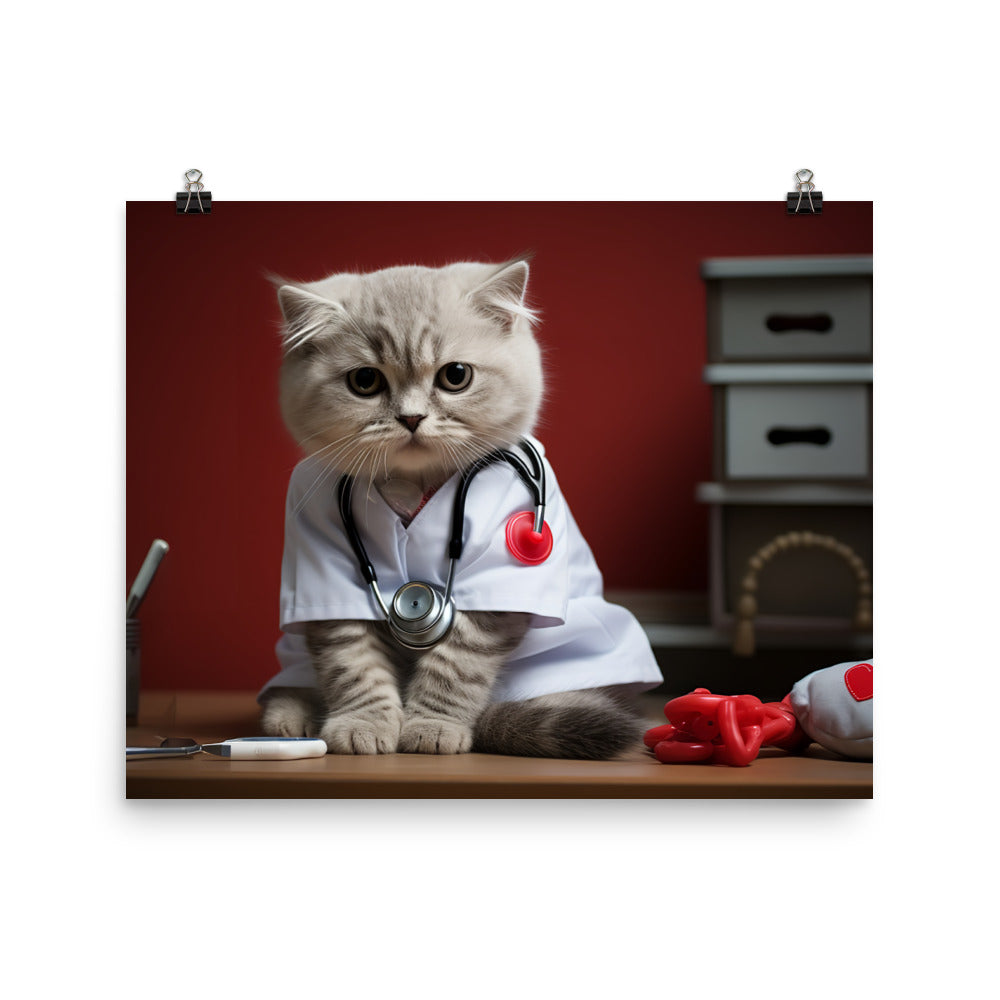 Scottish Fold Nurse Photo paper poster - PosterfyAI.com