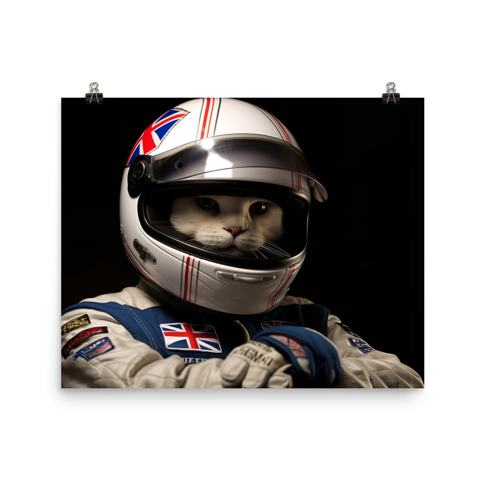 Scottish Fold Motorsport Athlete Photo paper poster - PosterfyAI.com