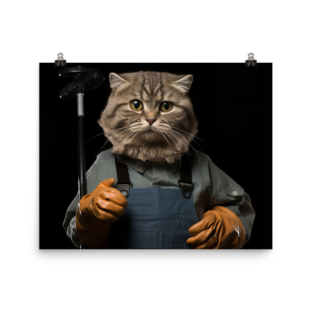 Scottish Fold Janitor Photo paper poster - PosterfyAI.com