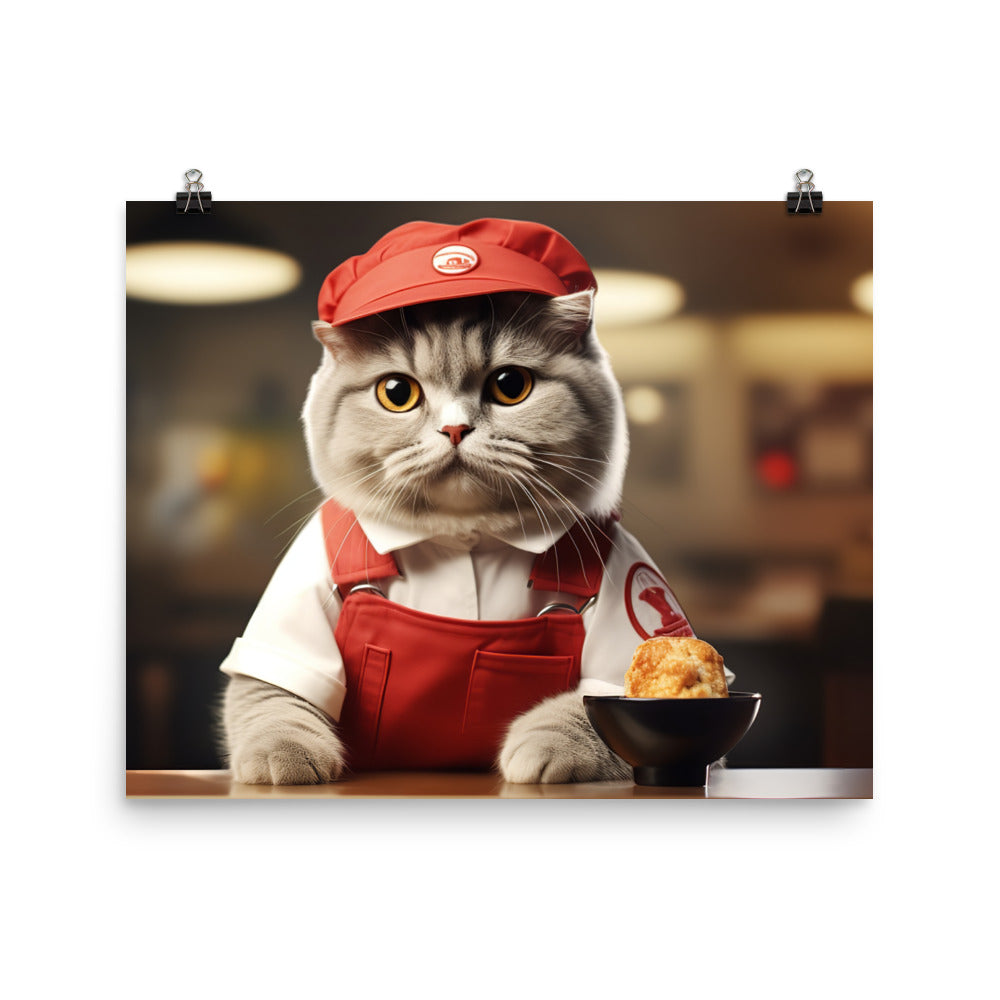 Scottish Fold Fast Food Crew Photo paper poster - PosterfyAI.com