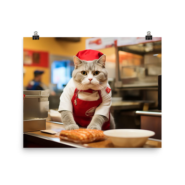 Scottish Fold Fast Food Crew Photo paper poster - PosterfyAI.com