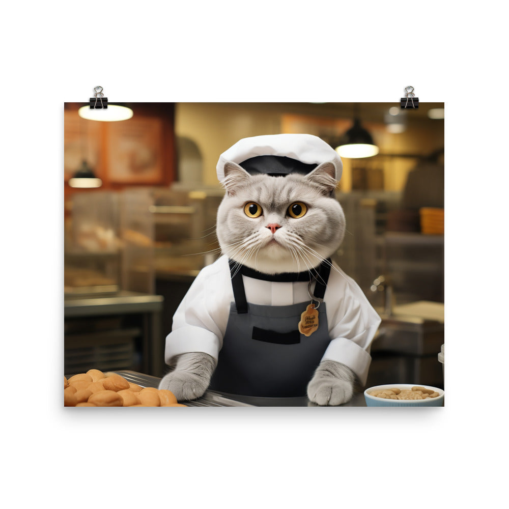 Scottish Fold Fast Food Crew Photo paper poster - PosterfyAI.com