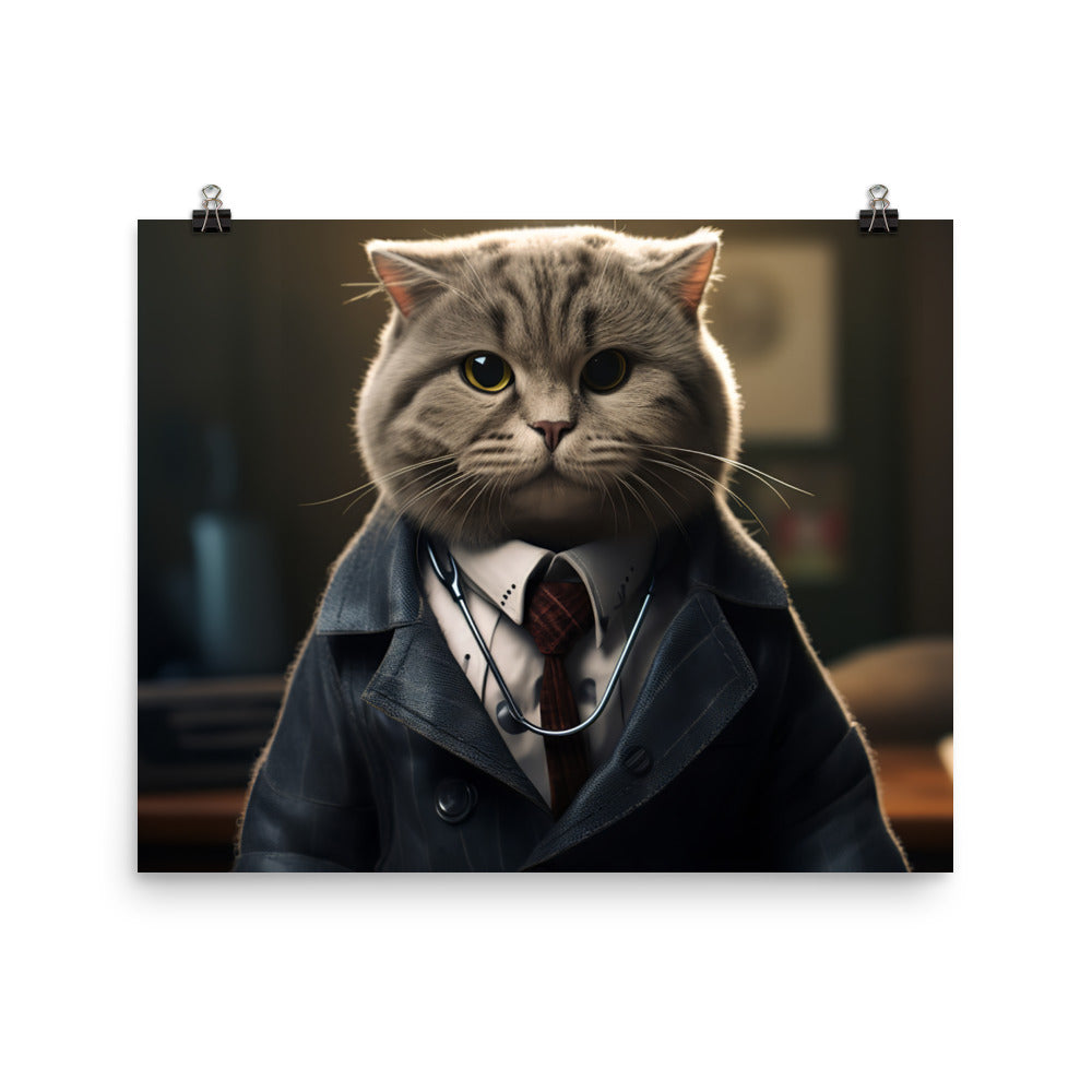 Scottish Fold Doctor Photo paper poster - PosterfyAI.com