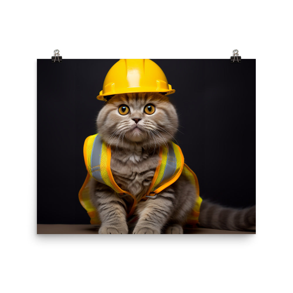 Scottish Fold Contractor Photo paper poster - PosterfyAI.com