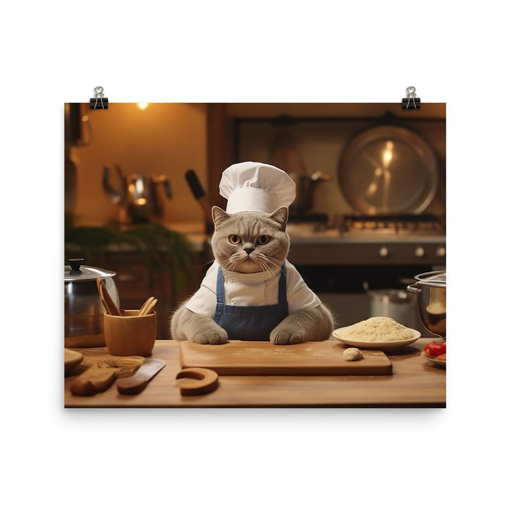 Scottish Fold Chef Photo paper poster - PosterfyAI.com