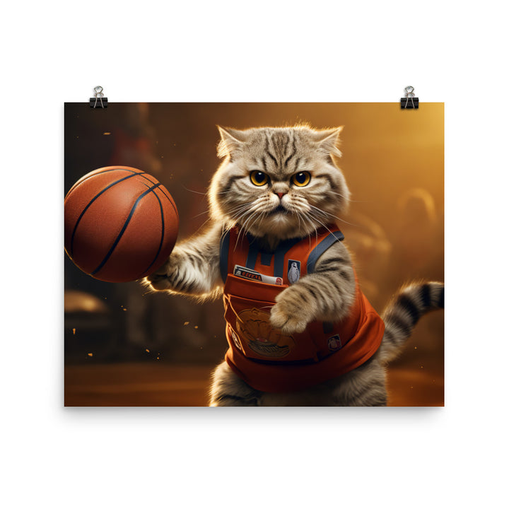 Scottish Fold Basketball Player Photo paper poster - PosterfyAI.com