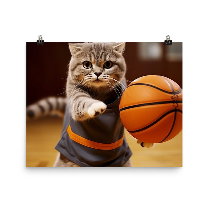 Scottish Fold Basketball Player Photo paper poster - PosterfyAI.com