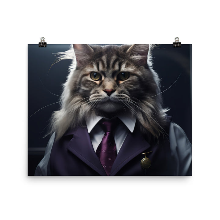 Maine Coon Transit Operator Photo paper poster - PosterfyAI.com