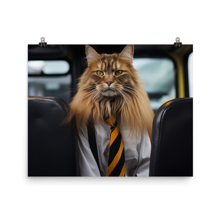 Maine Coon Transit Operator Photo paper poster - PosterfyAI.com