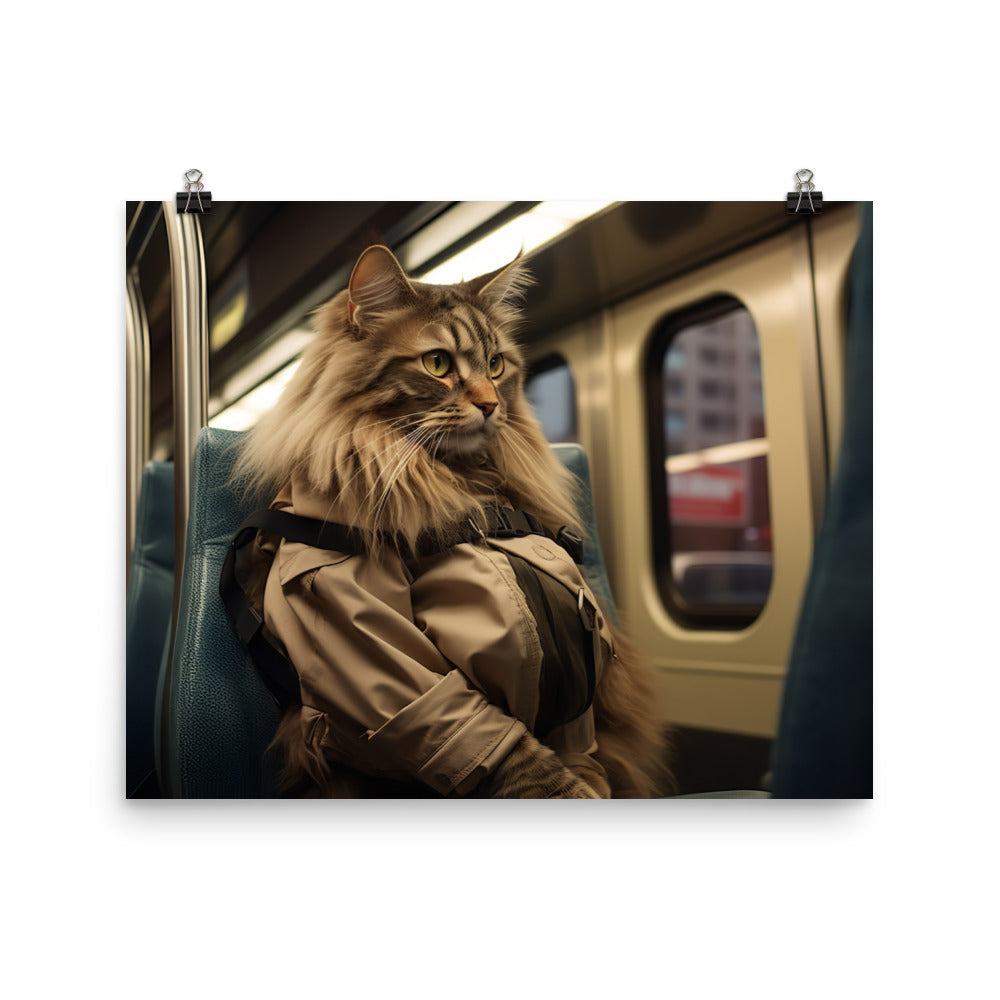 Maine Coon Transit Operator Photo paper poster - PosterfyAI.com