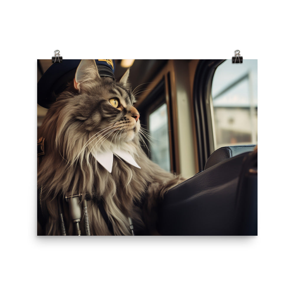 Maine Coon Transit Operator Photo paper poster - PosterfyAI.com