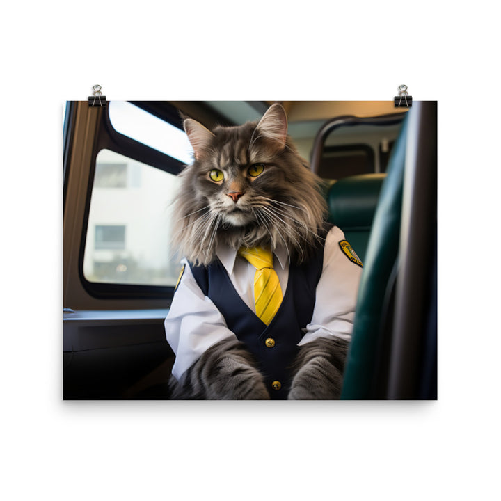 Maine Coon Transit Operator Photo paper poster - PosterfyAI.com