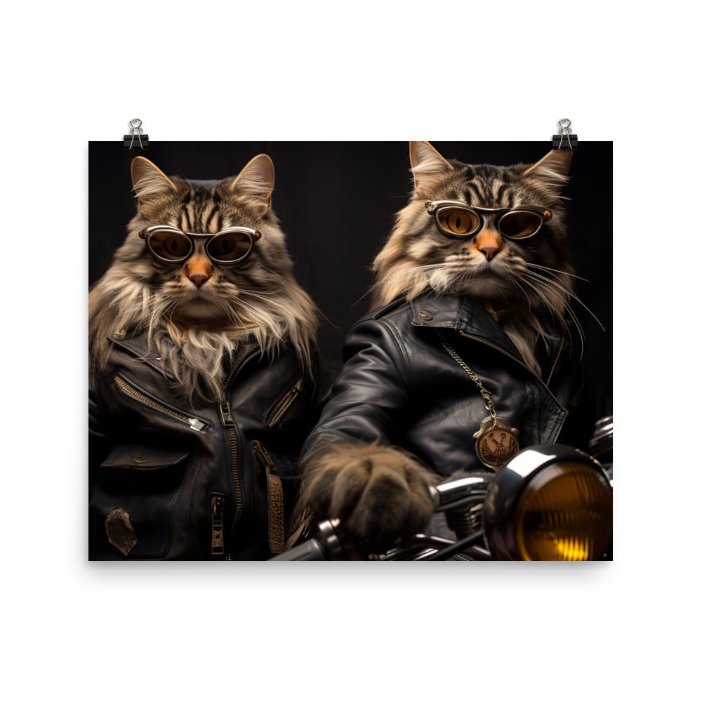 Maine Coon Superbike Athlete Photo paper poster - PosterfyAI.com