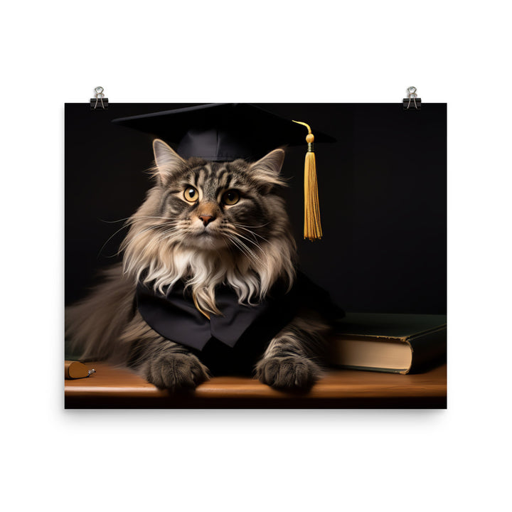 Maine Coon Student Photo paper poster - PosterfyAI.com