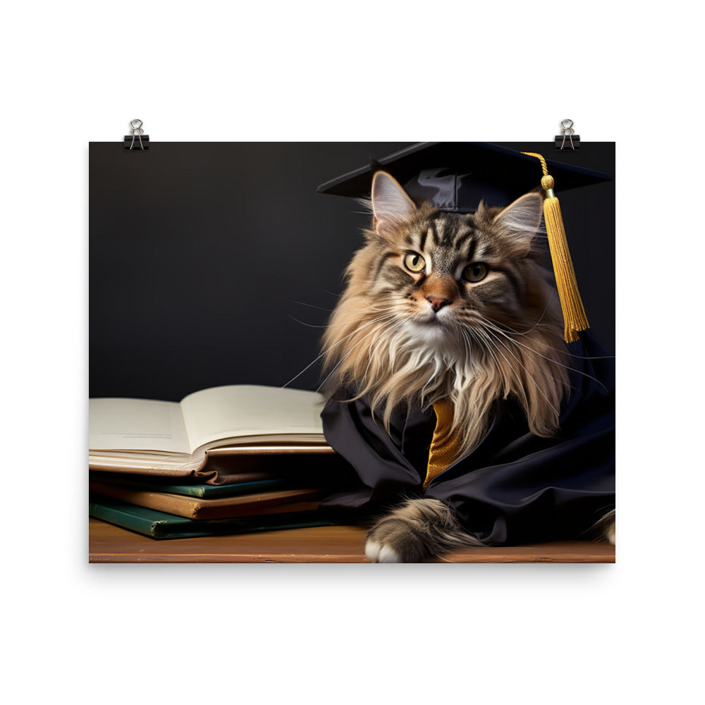 Maine Coon Student Photo paper poster - PosterfyAI.com