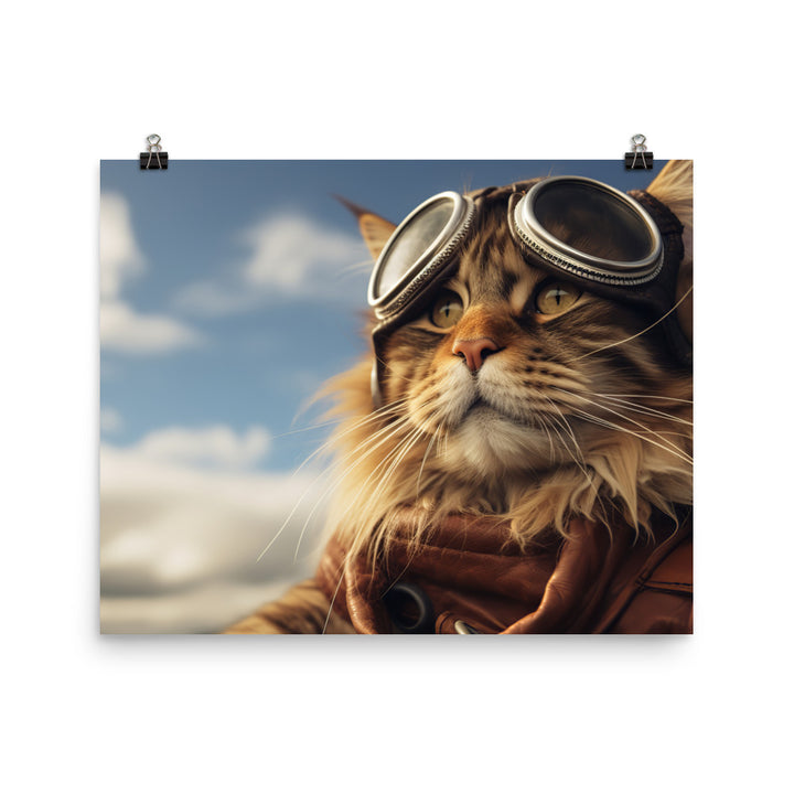 Maine Coon Pilot Photo paper poster - PosterfyAI.com