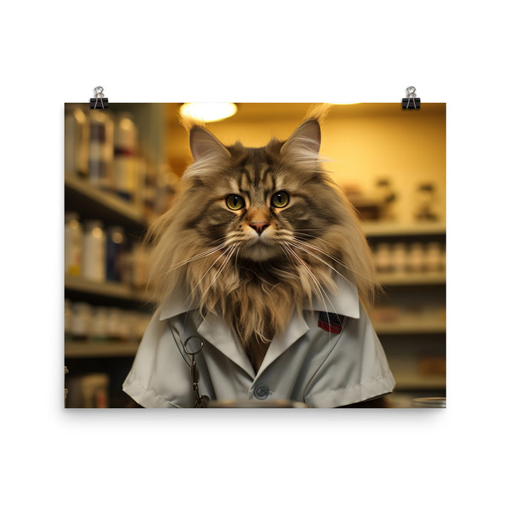 Maine Coon Pharmacist Photo paper poster - PosterfyAI.com