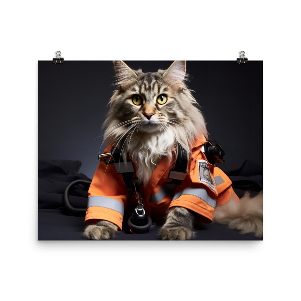 Maine Coon Paramedic Photo paper poster - PosterfyAI.com