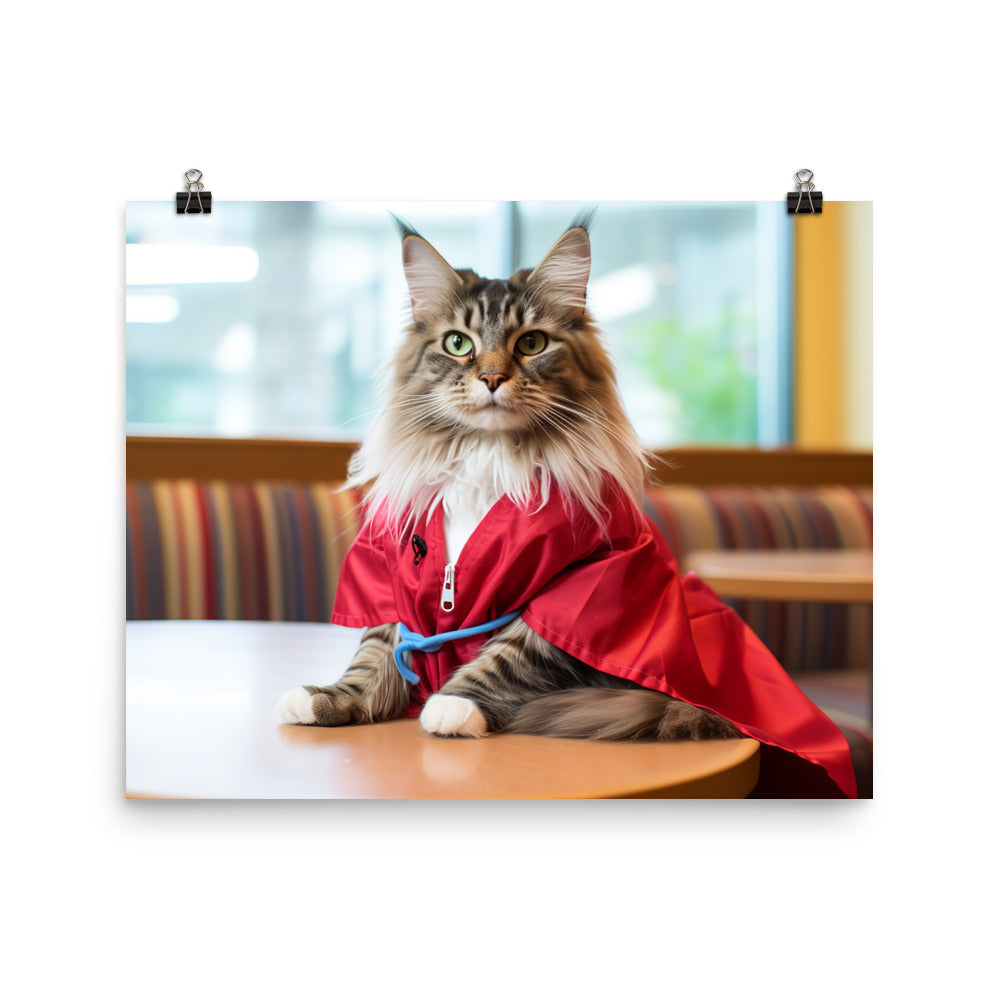 Maine Coon Nurse Photo paper poster - PosterfyAI.com