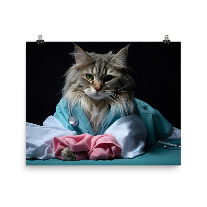 Maine Coon Nurse Photo paper poster - PosterfyAI.com