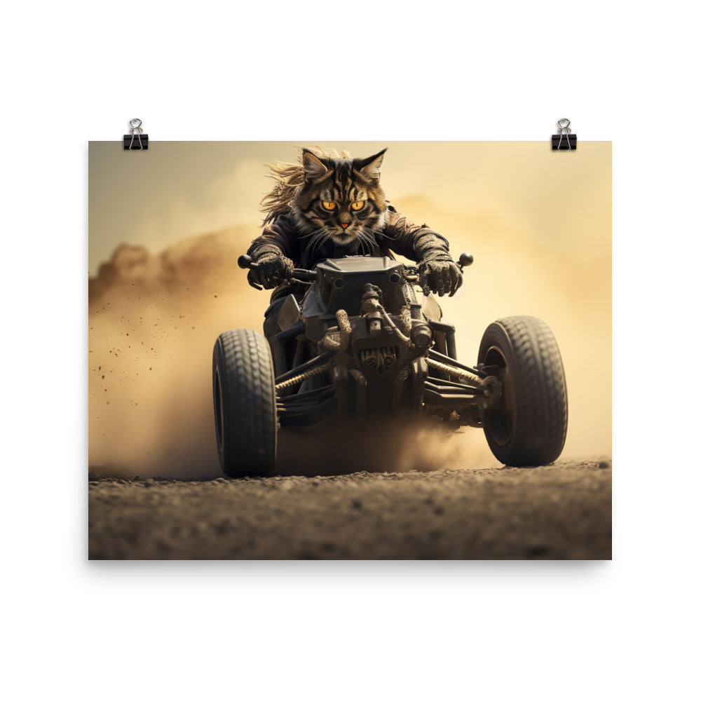 Maine Coon Motorsport Athlete Photo paper poster - PosterfyAI.com