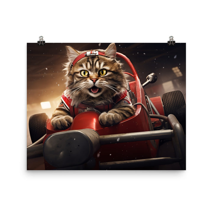 Maine Coon Motorsport Athlete Photo paper poster - PosterfyAI.com