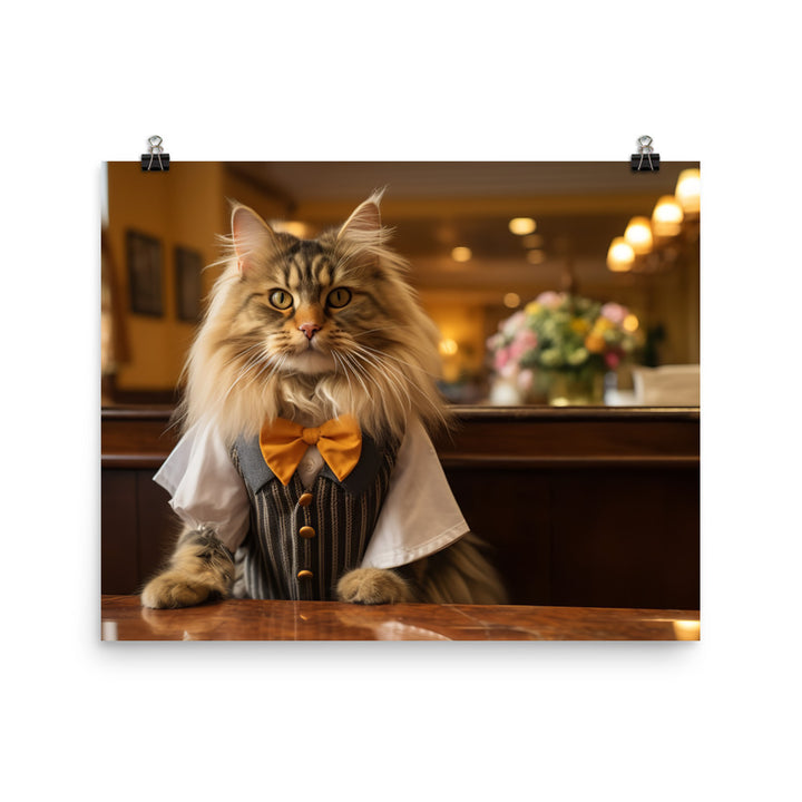 Maine Coon Hotel Staff Photo paper poster - PosterfyAI.com