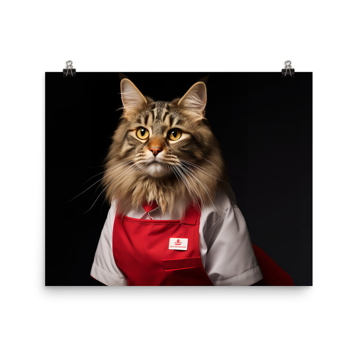 Maine Coon Fast Food Crew Photo paper poster - PosterfyAI.com