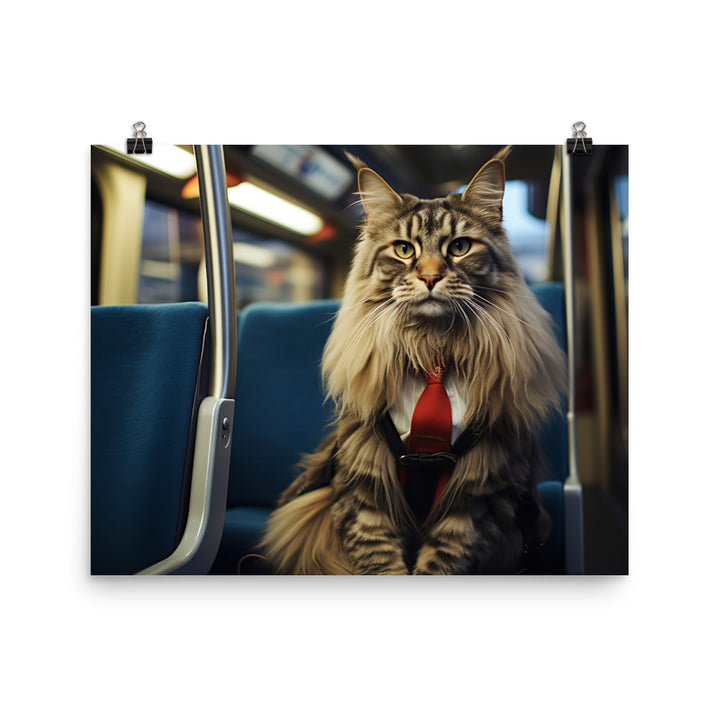 Maine Coon Transit Operator Photo paper poster - PosterfyAI.com