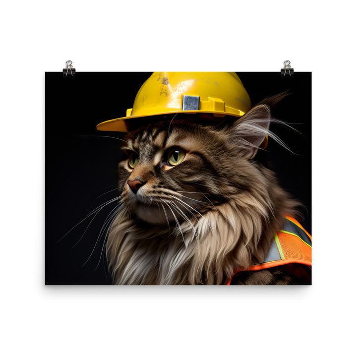 Maine Coon Contractor Photo paper poster - PosterfyAI.com