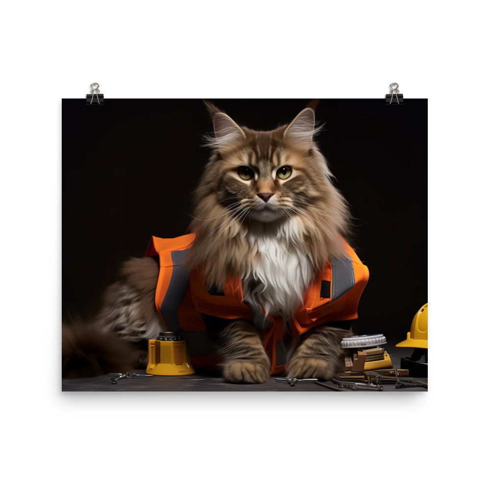 Maine Coon Contractor Photo paper poster - PosterfyAI.com