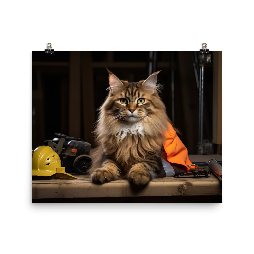 Maine Coon Contractor Photo paper poster - PosterfyAI.com