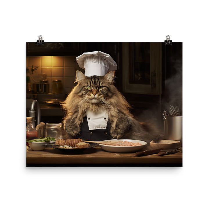 Maine Coon Chef Photo paper poster - PosterfyAI.com