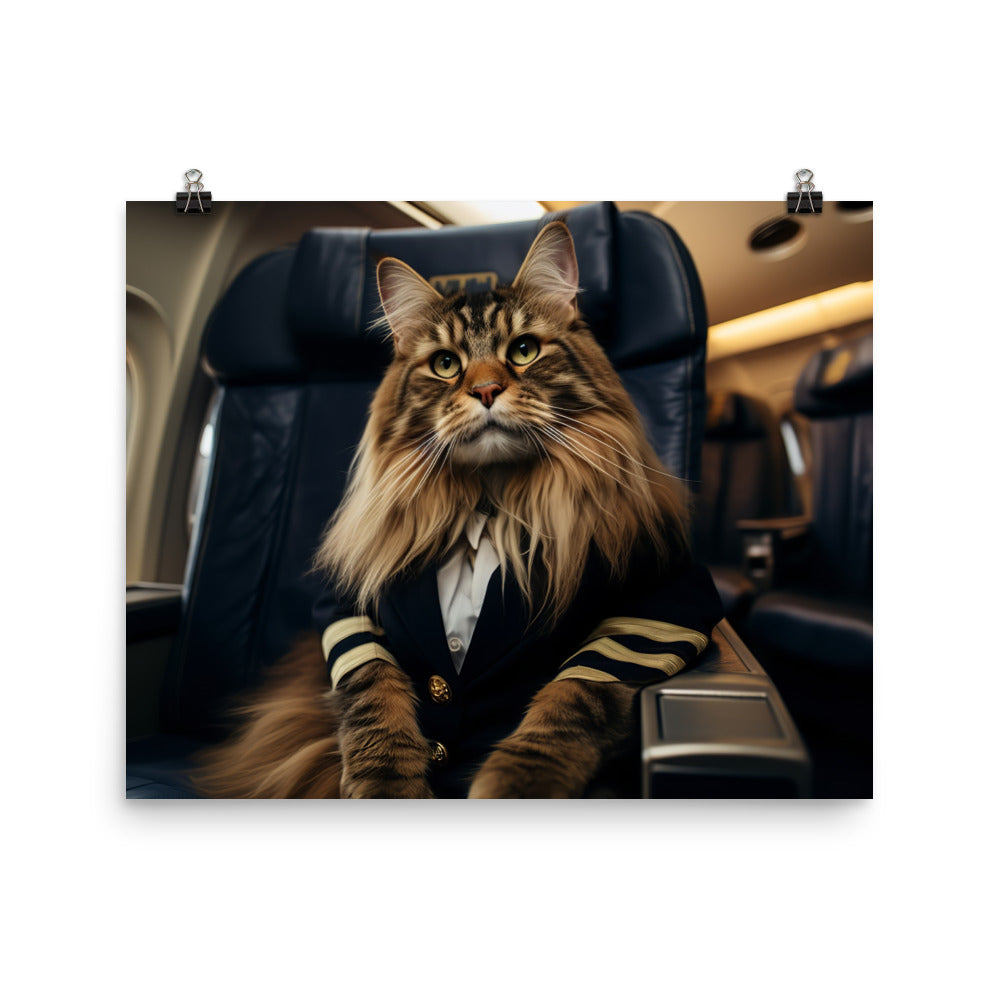 Maine Coon Pilot Photo paper poster - PosterfyAI.com