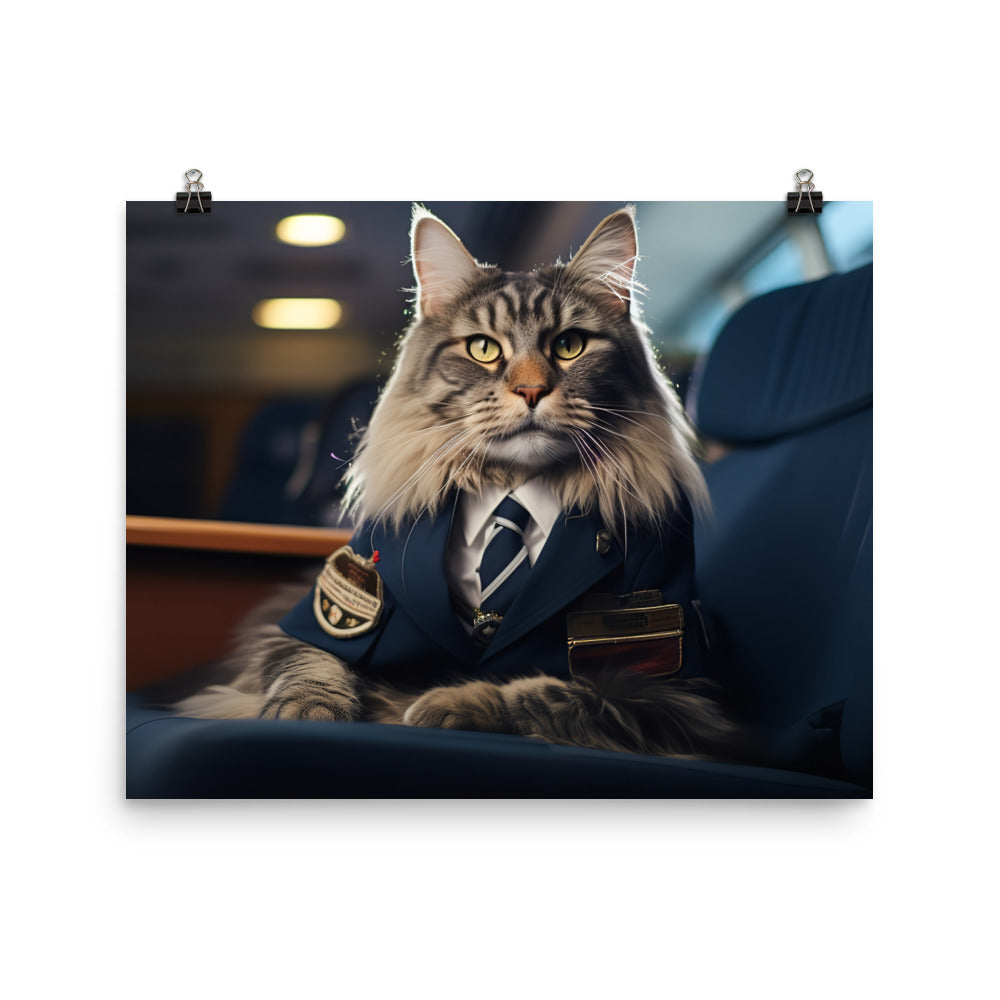 Maine Coon Pilot Photo paper poster - PosterfyAI.com