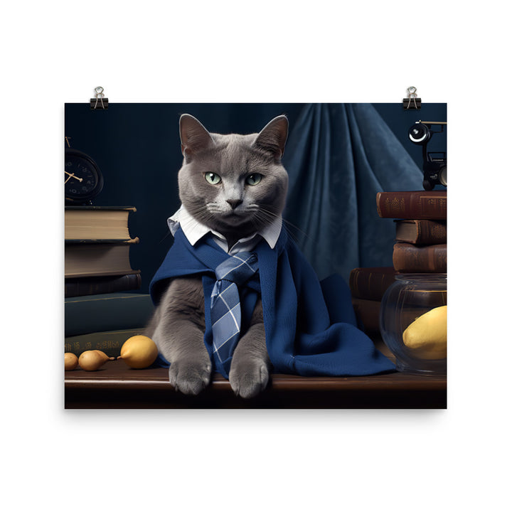 Russian Blue Student Photo paper poster - PosterfyAI.com