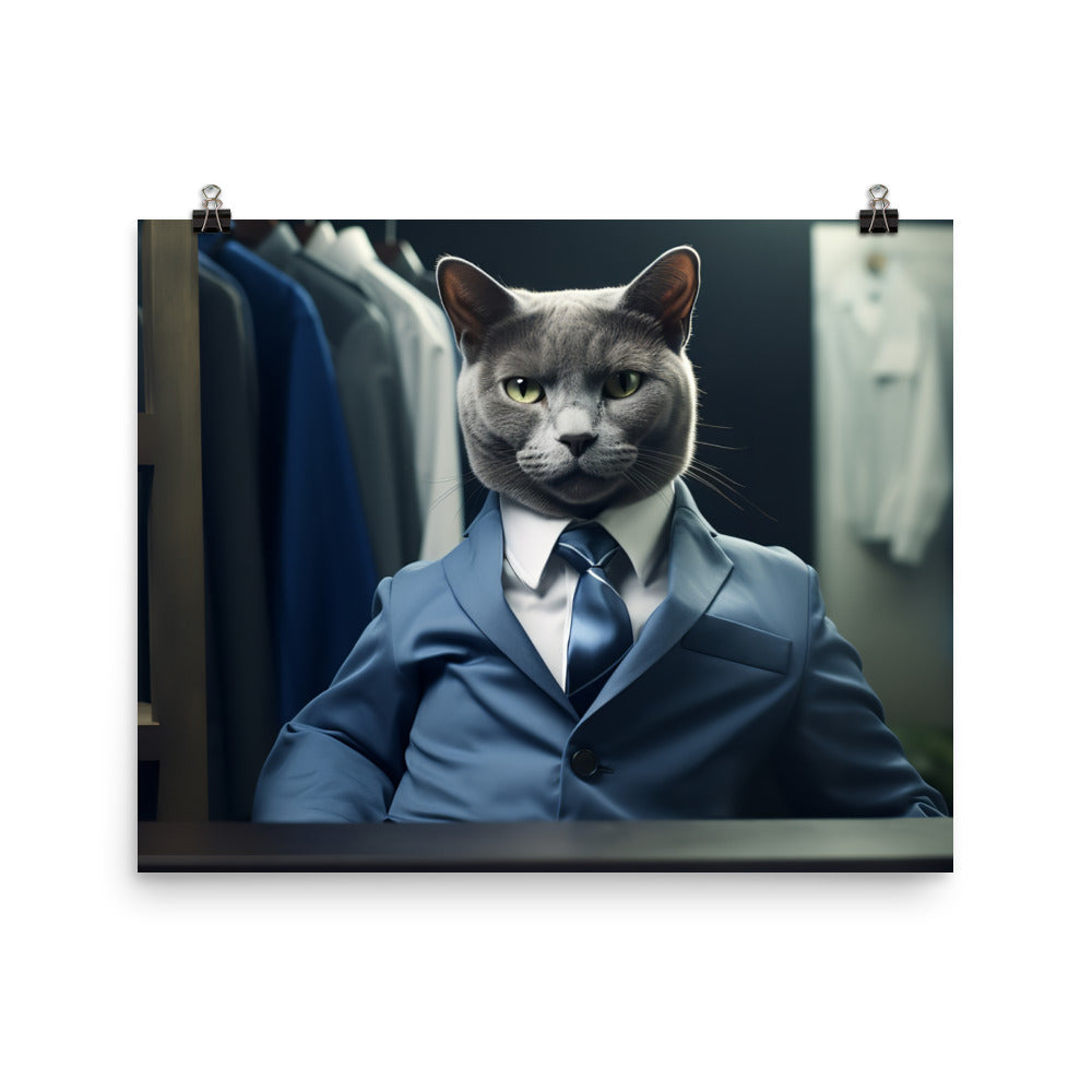 Russian Blue Sales Consultant Photo paper poster - PosterfyAI.com