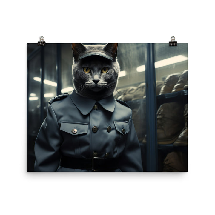 Russian Blue Prison Officer Photo paper poster - PosterfyAI.com