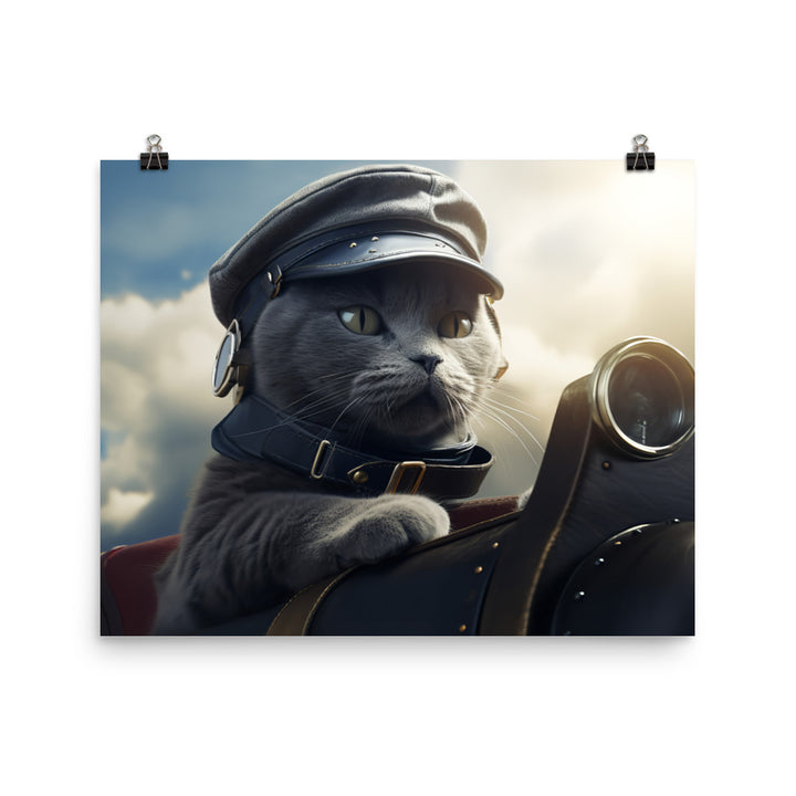 Russian Blue Pilot Photo paper poster - PosterfyAI.com