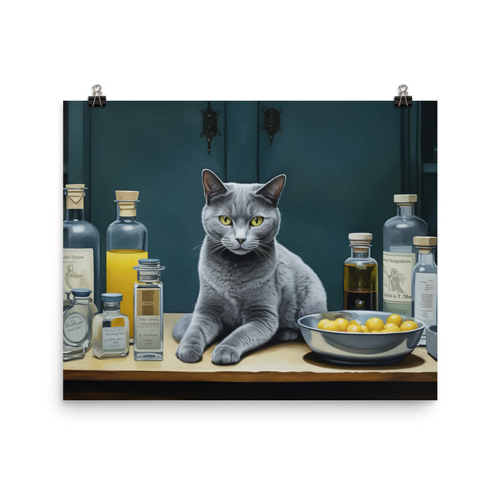 Russian Blue Pharmacist Photo paper poster - PosterfyAI.com