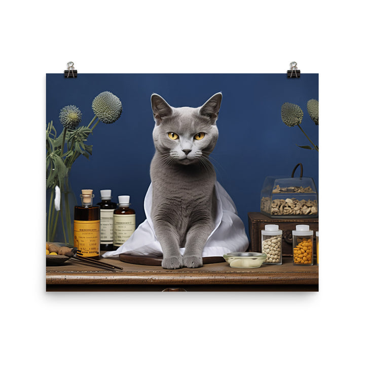 Russian Blue Pharmacist Photo paper poster - PosterfyAI.com