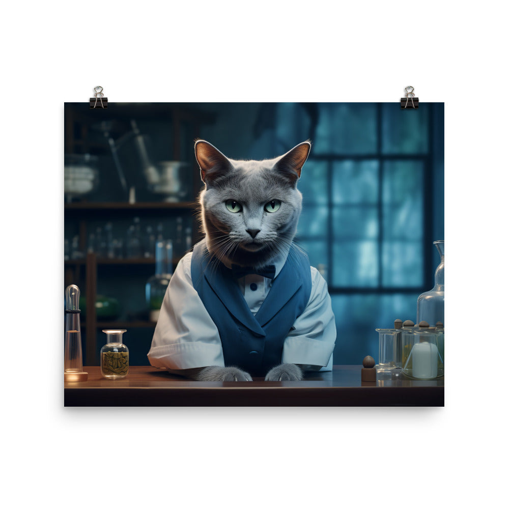 Russian Blue Pharmacist Photo paper poster - PosterfyAI.com