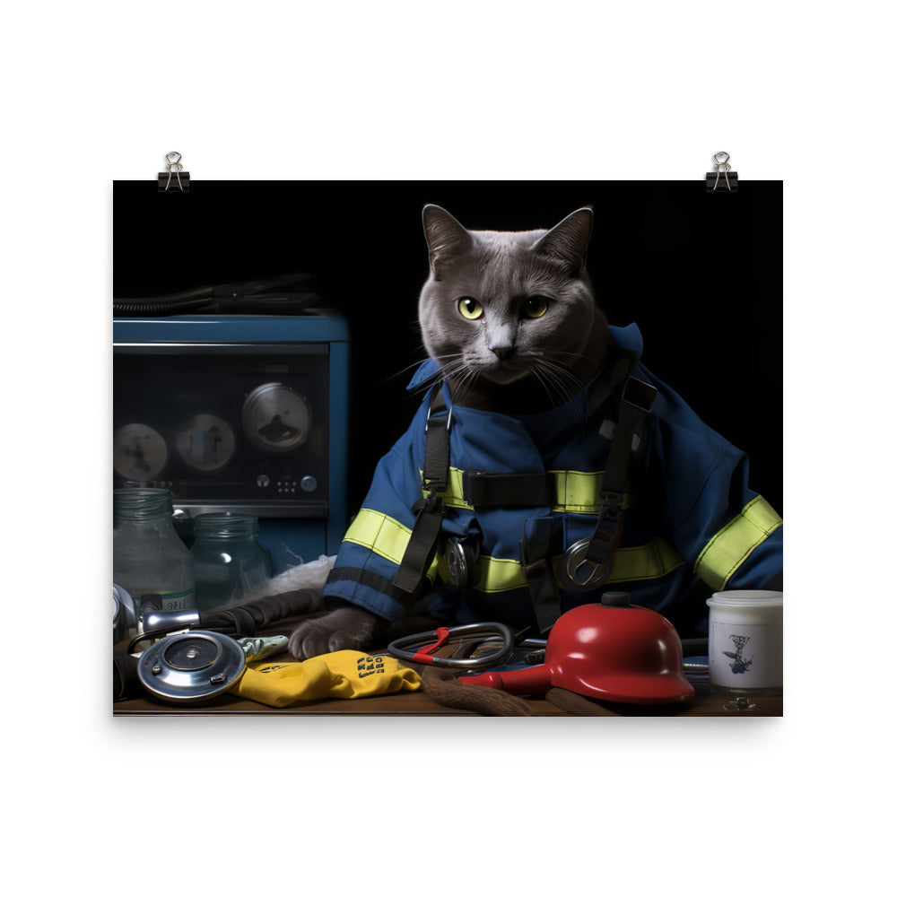 Russian Blue Paramedic Photo paper poster - PosterfyAI.com