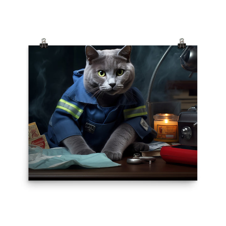 Russian Blue Paramedic Photo paper poster - PosterfyAI.com