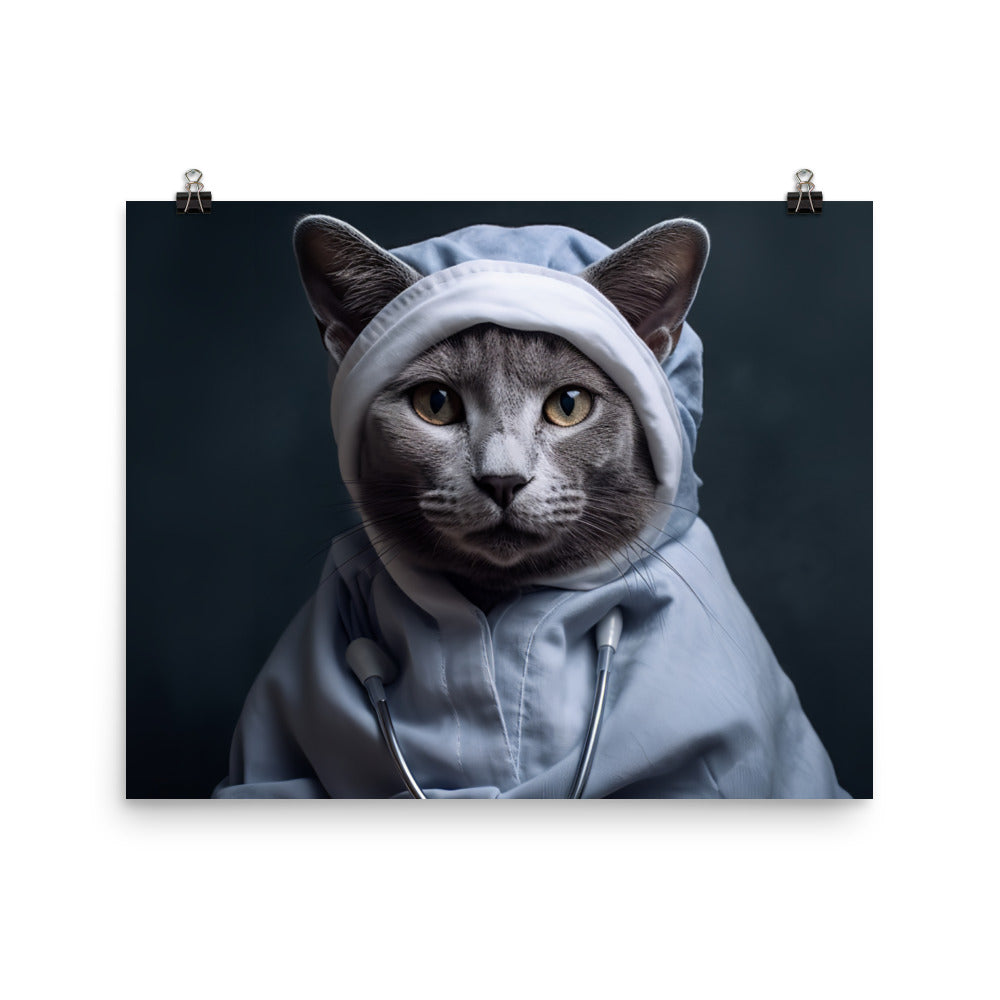 Russian Blue Nurse Photo paper poster - PosterfyAI.com