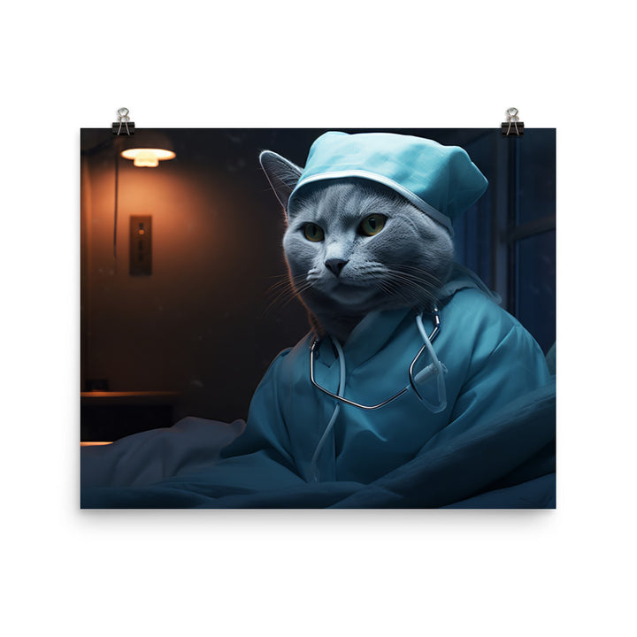 Russian Blue Nurse Photo paper poster - PosterfyAI.com