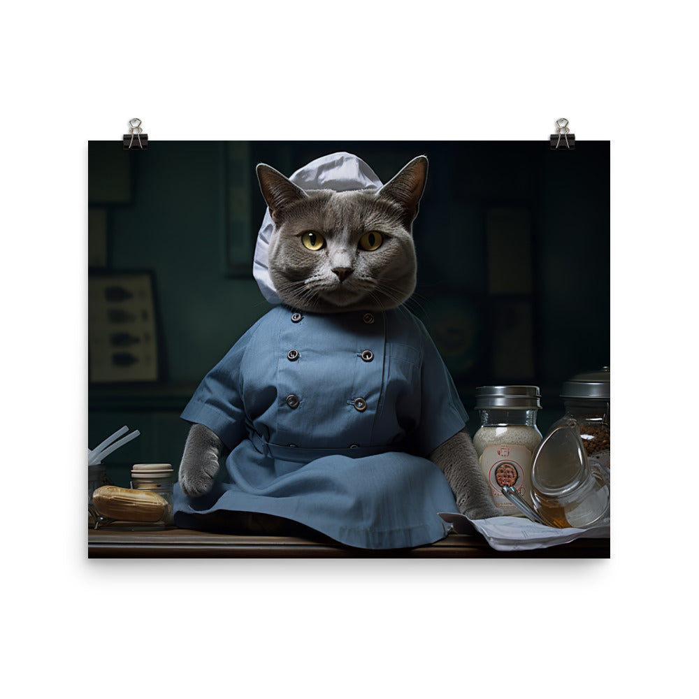 Russian Blue Nurse Photo paper poster - PosterfyAI.com