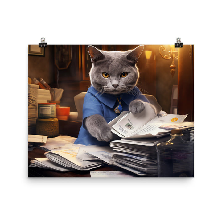 Russian Blue Mail Carrier Photo paper poster - PosterfyAI.com