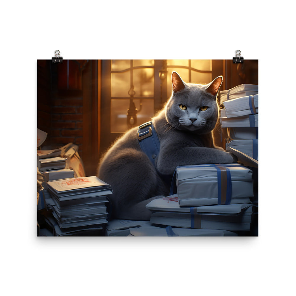 Russian Blue Mail Carrier Photo paper poster - PosterfyAI.com